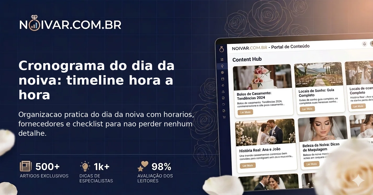 Cronograma do dia da noiva: timeline hora a hora