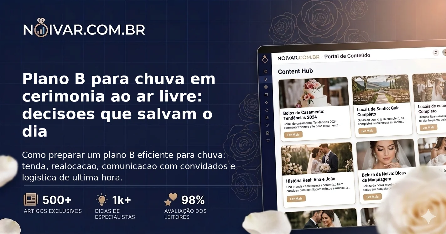 Plano B para chuva em cerimonia ao ar livre: decisoes que salvam o dia