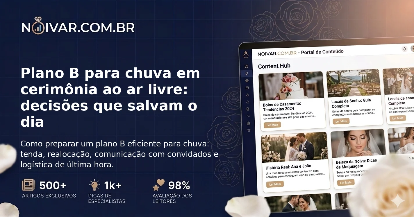 Plano B para chuva em cerimônia ao ar livre: decisões que salvam o dia