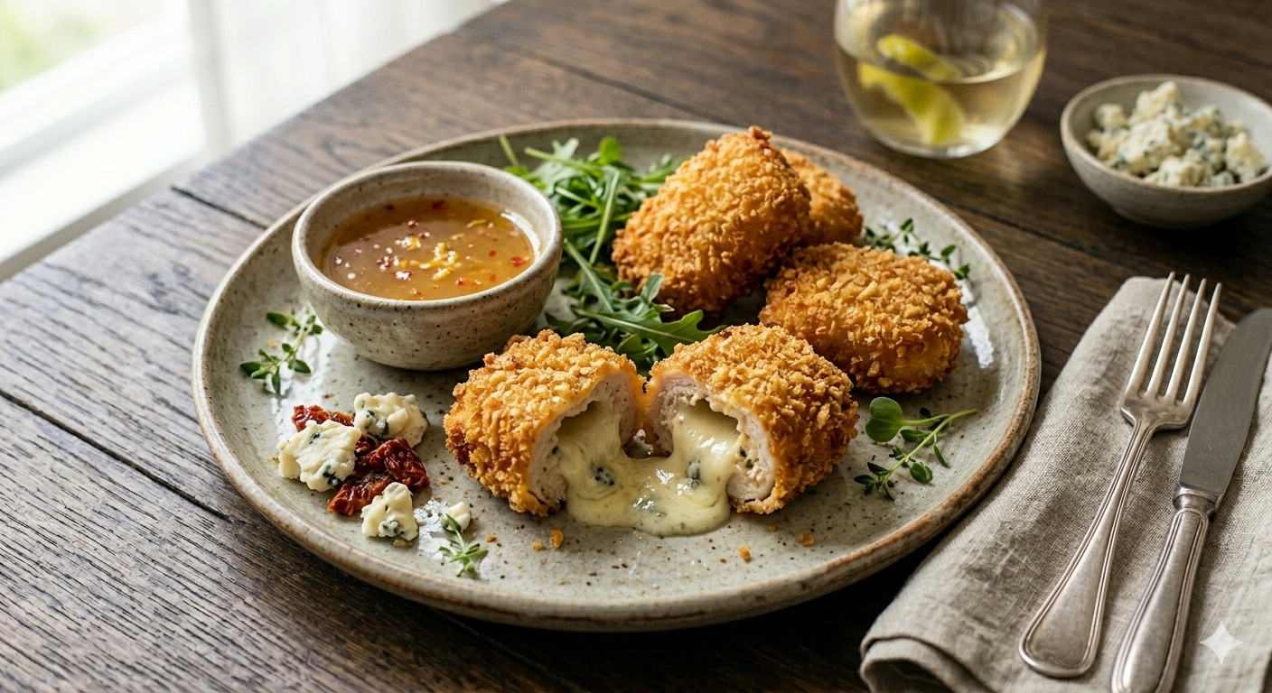 Nuggets Crocantes Recheados com Creme de Gorgonzola