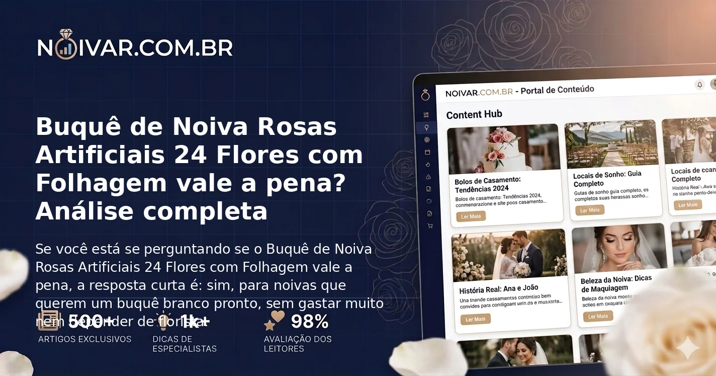 Buquê de Noiva Rosas Artificiais 24 Flores com Folhagem vale a pena? Análise completa