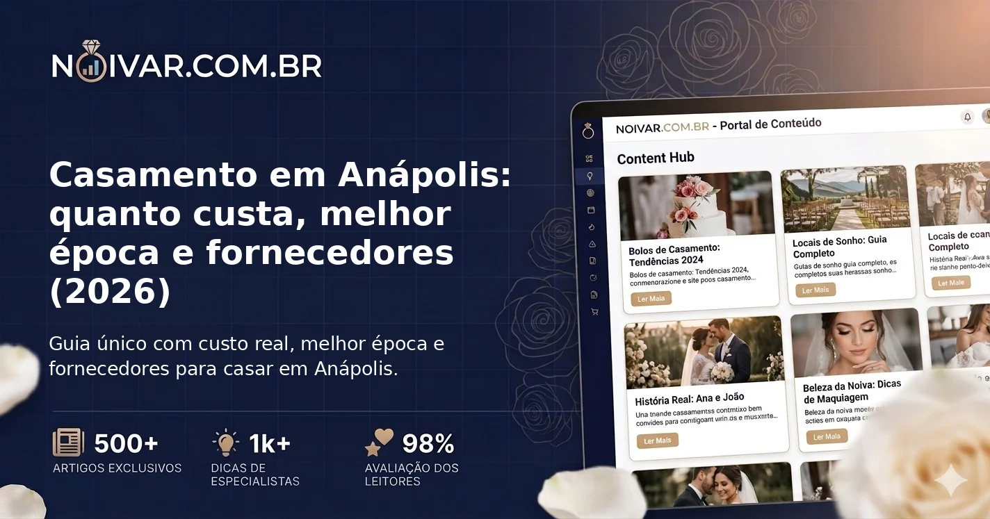 Casamento em Anápolis: quanto custa, melhor época e fornecedores (2026)