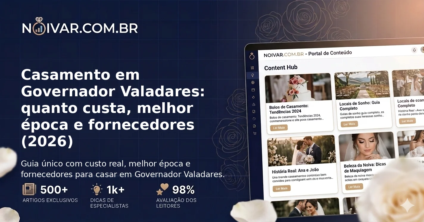 Casamento em Governador Valadares: quanto custa, melhor época e fornecedores (2026)