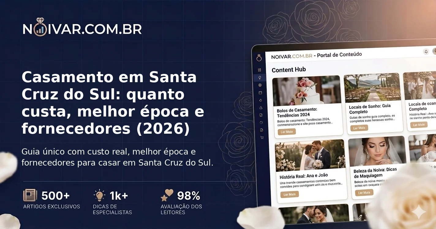 Casamento em Santa Cruz do Sul: quanto custa, melhor época e fornecedores (2026)