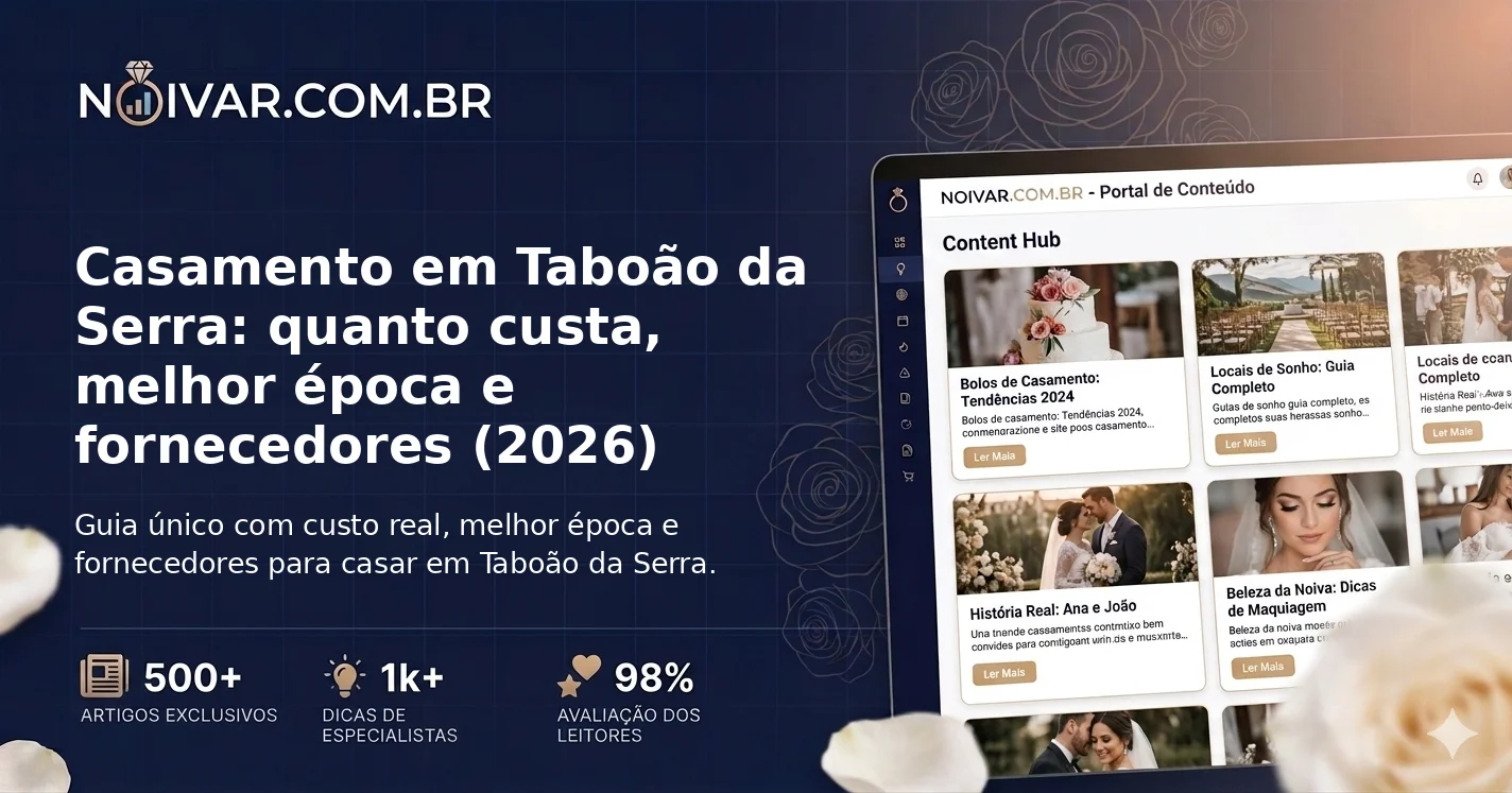 Casamento em Taboão da Serra: quanto custa, melhor época e fornecedores (2026)