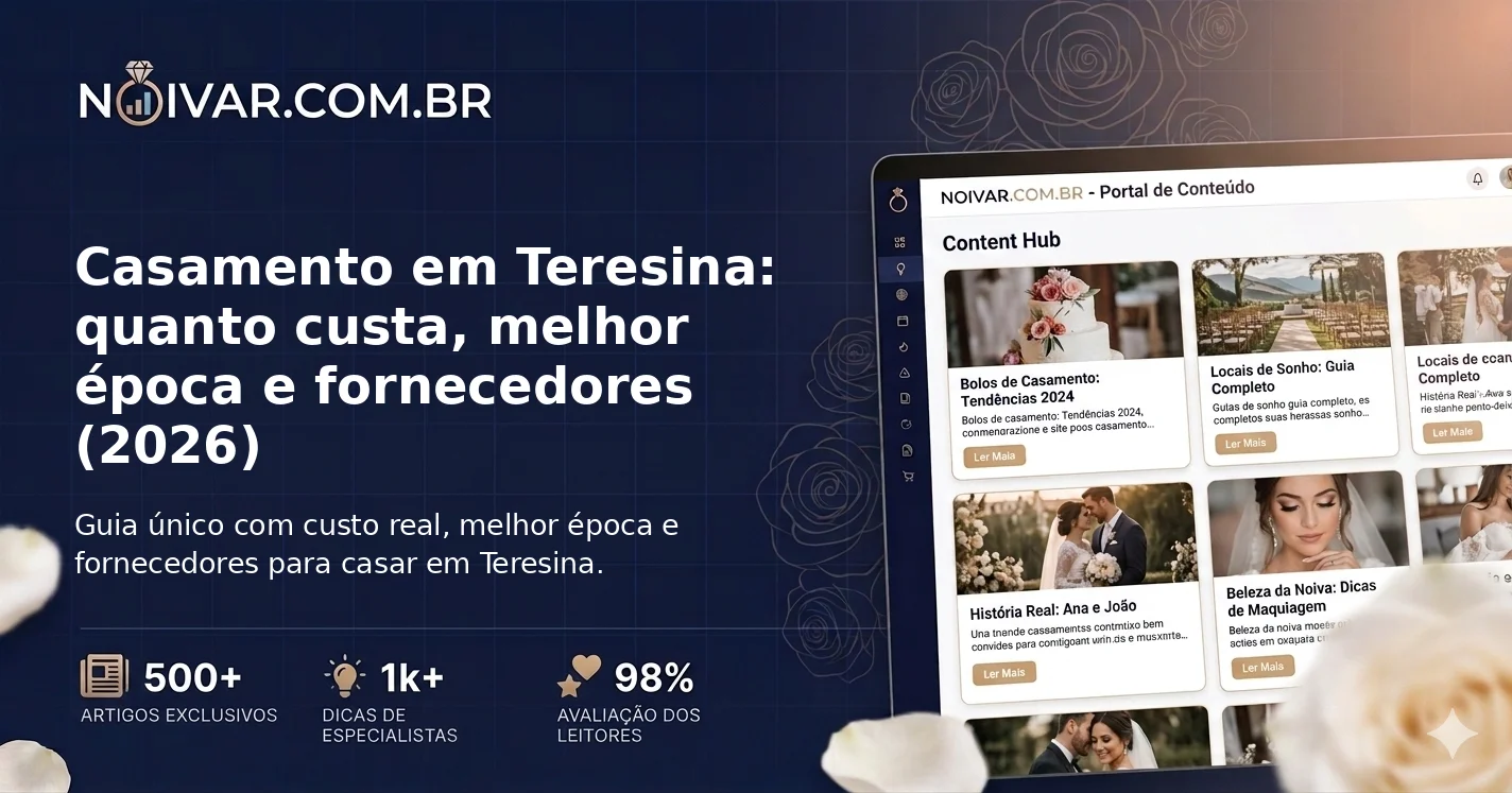 Casamento em Teresina: quanto custa, melhor época e fornecedores (2026)