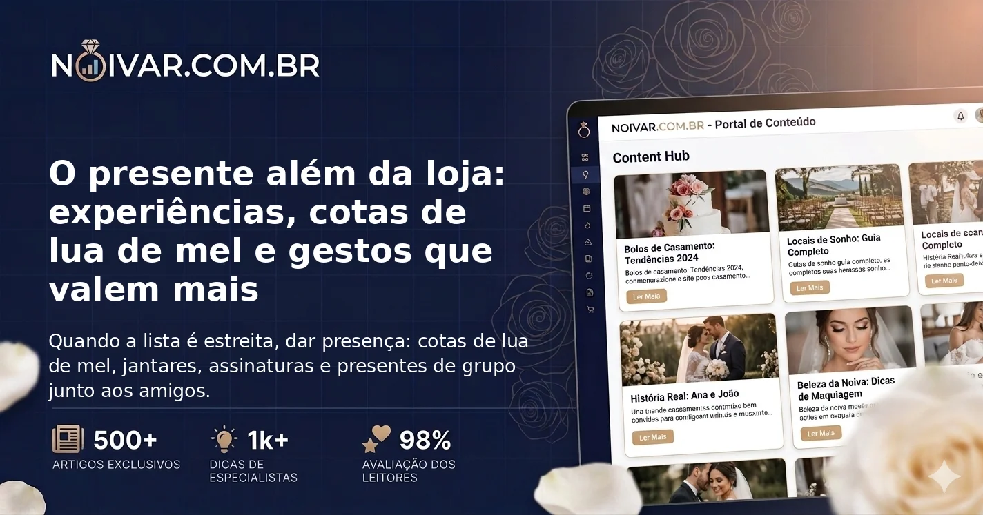 O presente além da loja: experiências, cotas de lua de mel e gestos que valem mais